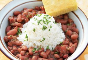 a close up of a bowl of Red Beans