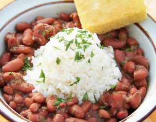 a close up of a bowl of Red Beans