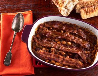 Colonel Vincent’s Southern-Style Baked Beans from Camellia in a dutch oven