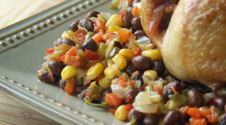 a plate of crowder peas succotash