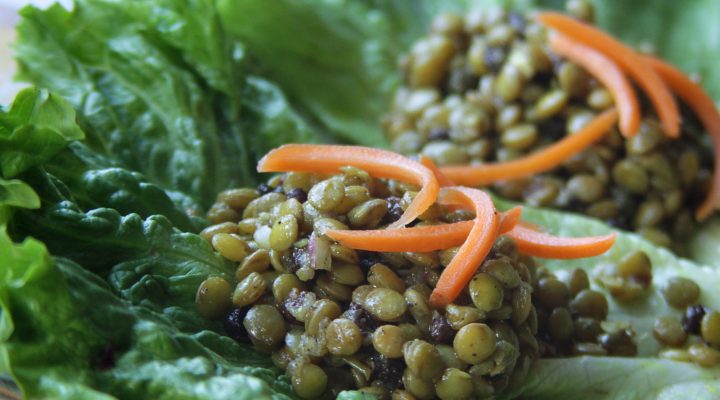 a close up of curried lentil salad