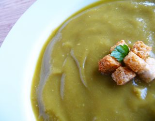 a close up of a bowl of Split Pea Soup