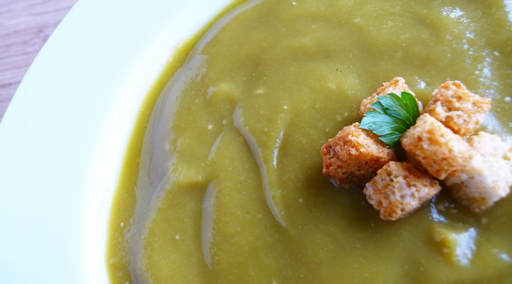 a close up of a bowl of Split Pea Soup