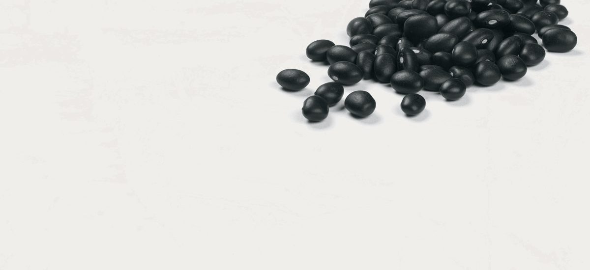 a bunch of black beans on a table