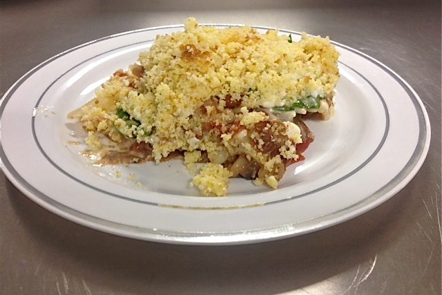 Baked Red Bean Pasta With Corn Bread Crumble