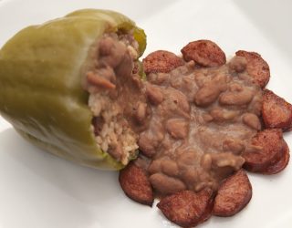 a close up of a plate of New Orleans-Style Stuffed Peppers from ProStart Contest