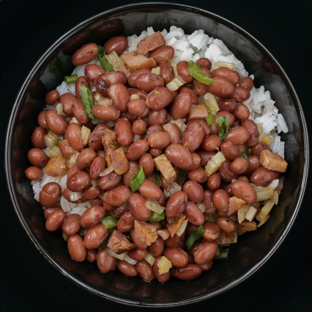 Red Beans Plated Black Bowl Pressure Cooker Blog Featured Image
