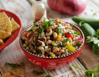 a bowl of cowboy caviar with blackeye peas