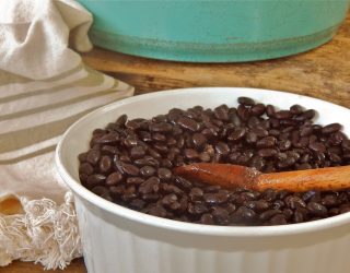 a close up of a bowl of Easy Make-Ahead Black Beans