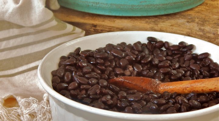 a close up of a bowl of Easy Make-Ahead Black Beans