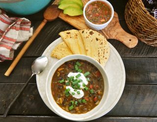 a bowl of tex mex black bean soup