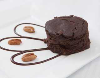 a close up of a Cherry Pecan Black Bean Brownies