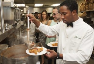 Galatoires Red Beans Supper Serving in Kitchen