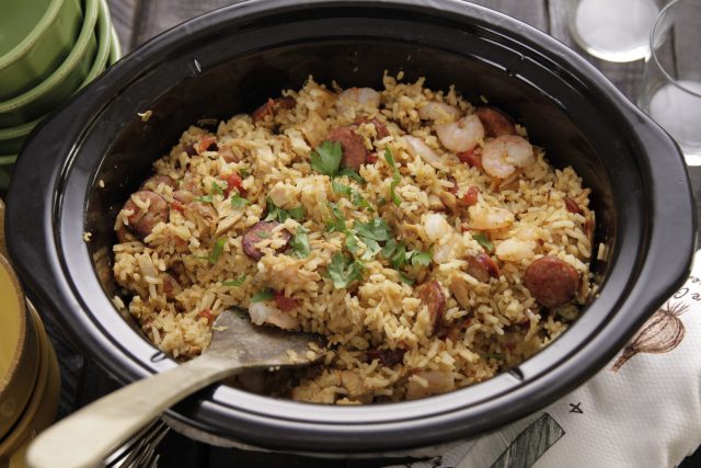 Camellia Jambalaya Dinner Mix cooked in a slow cooker