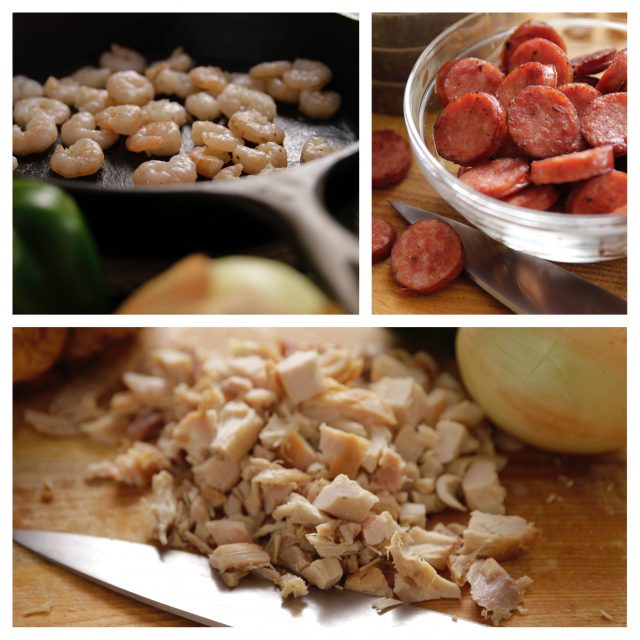 Shrimp, sausage and chicken to add to Camellia Jambalaya Dinner Mix