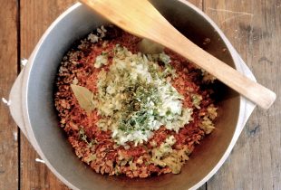 Rice Dressing in Pot