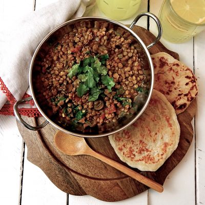 Easy Vegan Coconut Curry Lentils in a pot