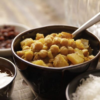 Caribbean-Style Chickpea Curry in a bowl