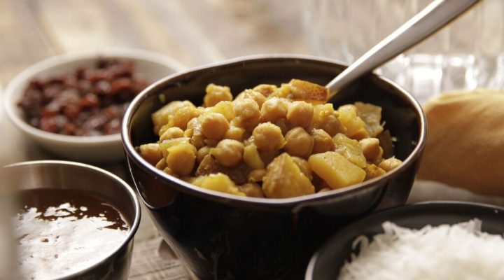 Caribbean-Style Chickpea Curry in a bowl