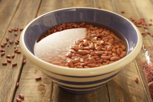 Red Beans soaking in bowl