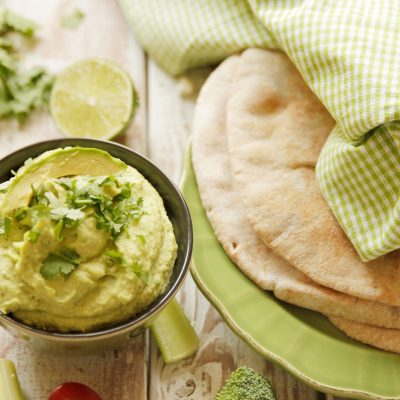 Avocado Cilantro Hummus recipe from Camellia