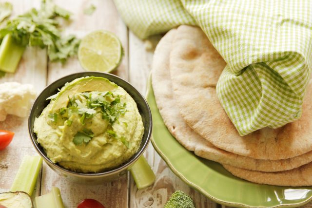 Avocado Cilantro Hummus recipe from Camellia