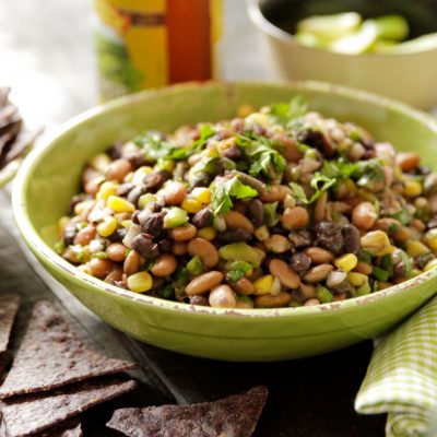 a bowl of fresh 2 bean salsa