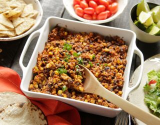 a serving dish Vegetarian Black Bean & Rice Casserole