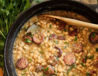 South Louisiana White Beans and Rice in a dutch oven