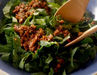 warm wild green salad pecan dressing