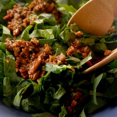 warm wild green salad pecan dressing