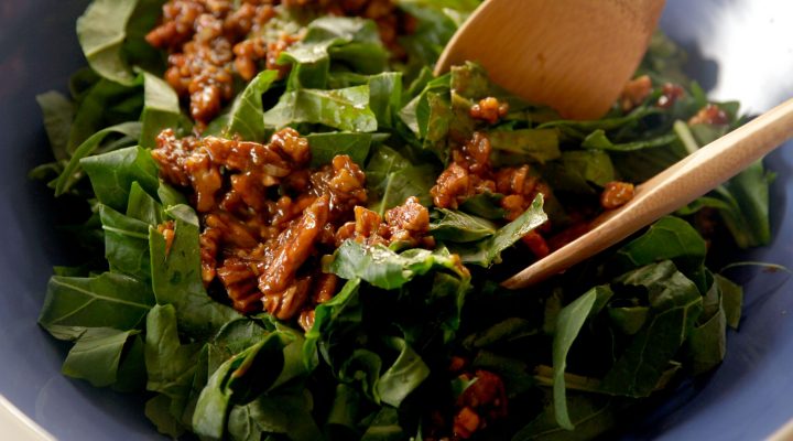 warm wild green salad pecan dressing