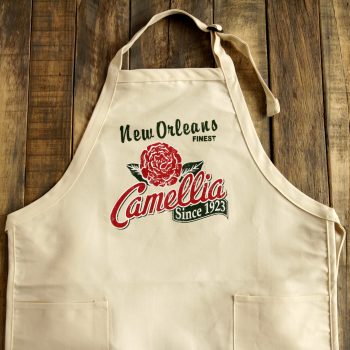 Camellia Apron flat on wood cropped