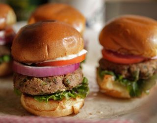 a plate full of red bean and rice sliders