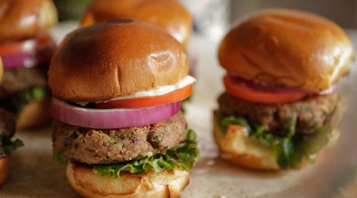 a plate full of red bean and rice sliders