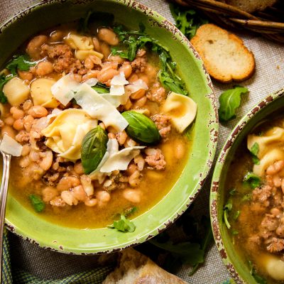 White Bean, Sausage and Tortellini Soup