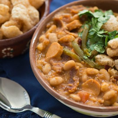 a bowl of frijoles charros (mexican cowboy beans)