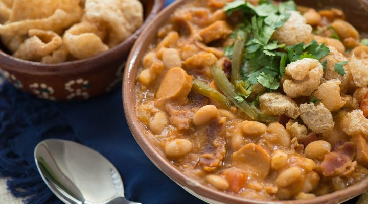 a bowl of frijoles charros (mexican cowboy beans)