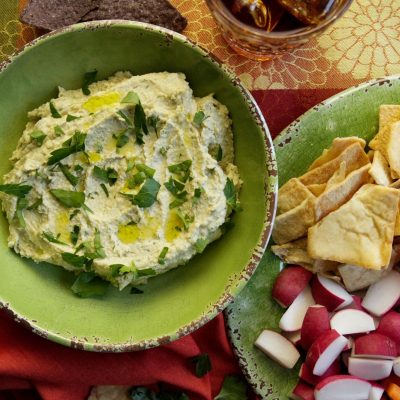 a bowl of white bean hummus