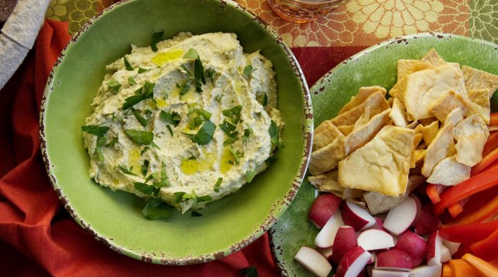 a bowl of white bean hummus