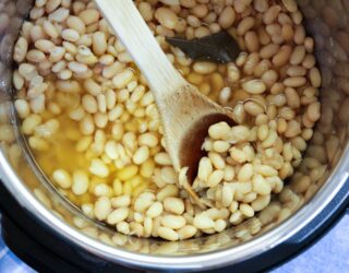 White beans cooking in instant pot
