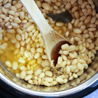 White beans cooking in instant pot