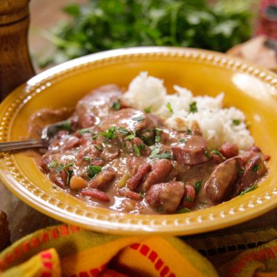a bowl of red beans and rice