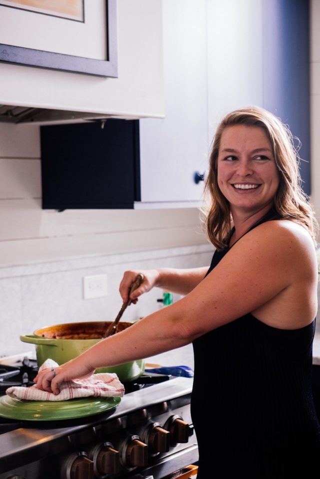 Emily Shaya Cooking Red Beans and Rice at Home