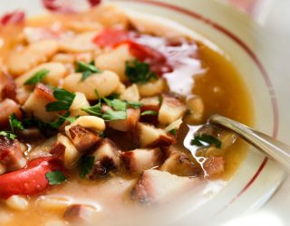 a bowl of butter beans and hog jowls