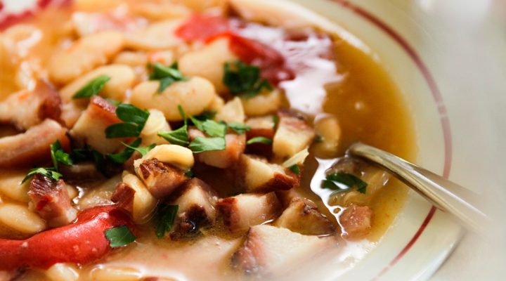 a bowl of butter beans and hog jowls