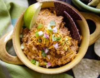 a bowl of instant pot refreid beans