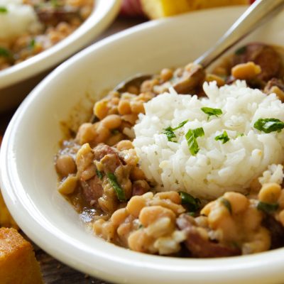 2 plates of new orleans style white beans