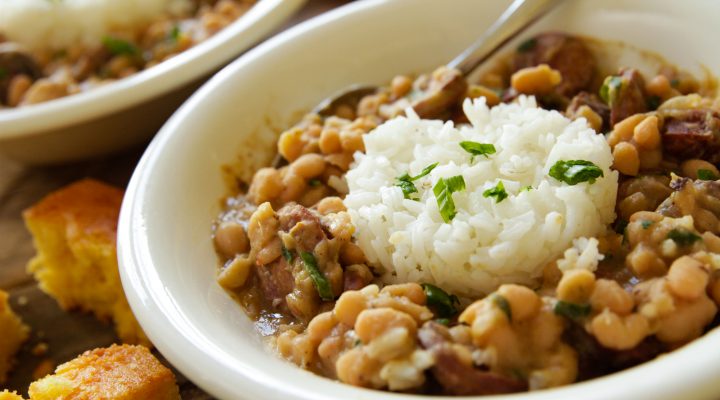 2 plates of new orleans style white beans