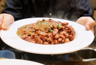 a plate of red bean and rice